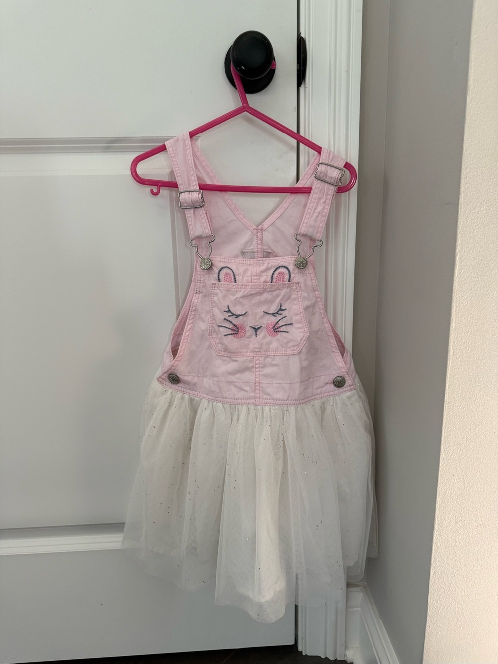 OshKosh B'gosh Pink Tulle Kitty Overall Dress